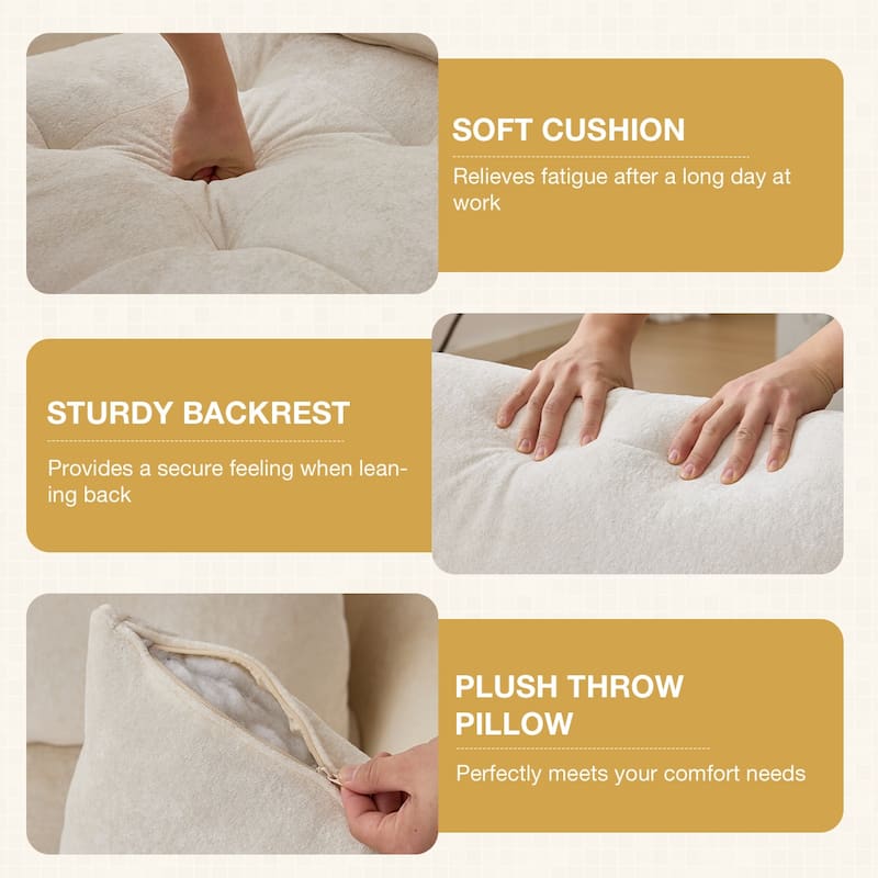 Anmytek 110 Inch Cloud Sectional Couch Upholstered L Shape Modular Sofa with Movable Ottoman Deep Seat