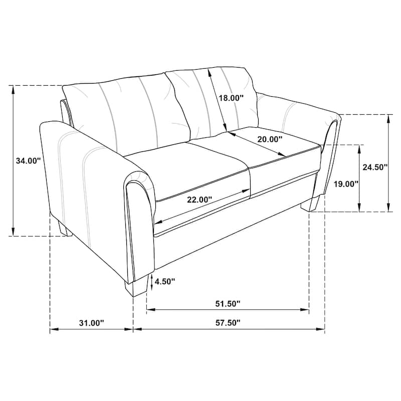 Davis Traditional Upholstered Rolled Arm Sofa Grey