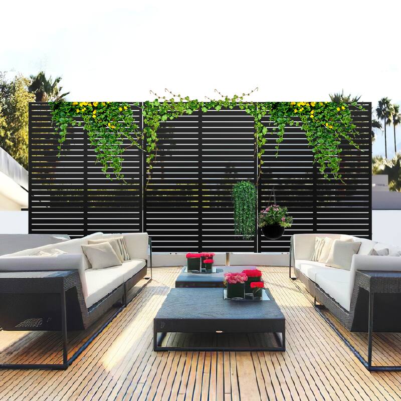 Metal Privacy Screen Wall Decoration Free Standing-6.3 ft. H X 4 ft. W