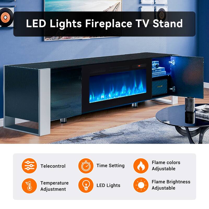 70" Modern Entertainment Center with 36" Fireplace
