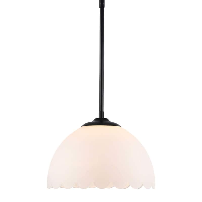 Golden Lighting 6954-M Dorinda 13" Wide Pendant - Matte Black / Opal Glass