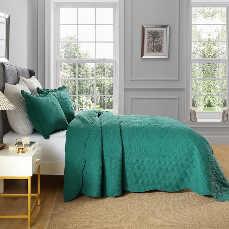 MarCielo 3 Piece Cotton Oversized Bedspread Quilt Set Tmonica