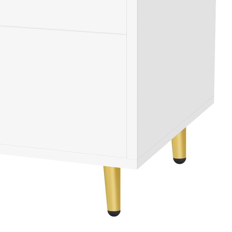 70.9" TV Stand with Glass Doors and 4 Drawers with Adjustable Legs