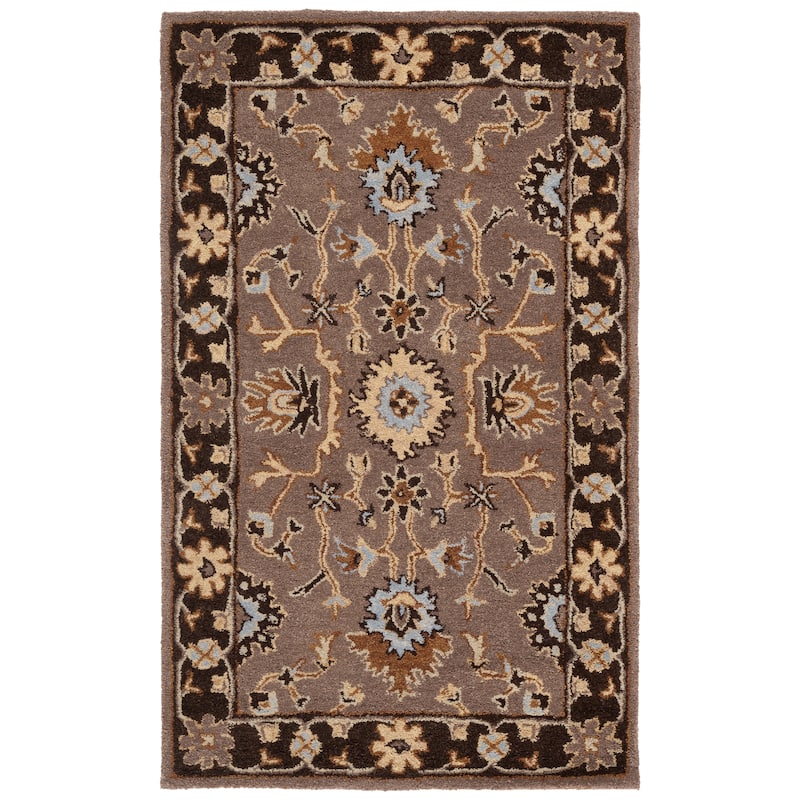 SAFAVIEH, Handmade Anatolia Patricie Traditional Oriental Hand-spun Wool Rug - 3' x 5' - Grey/Dark Grey