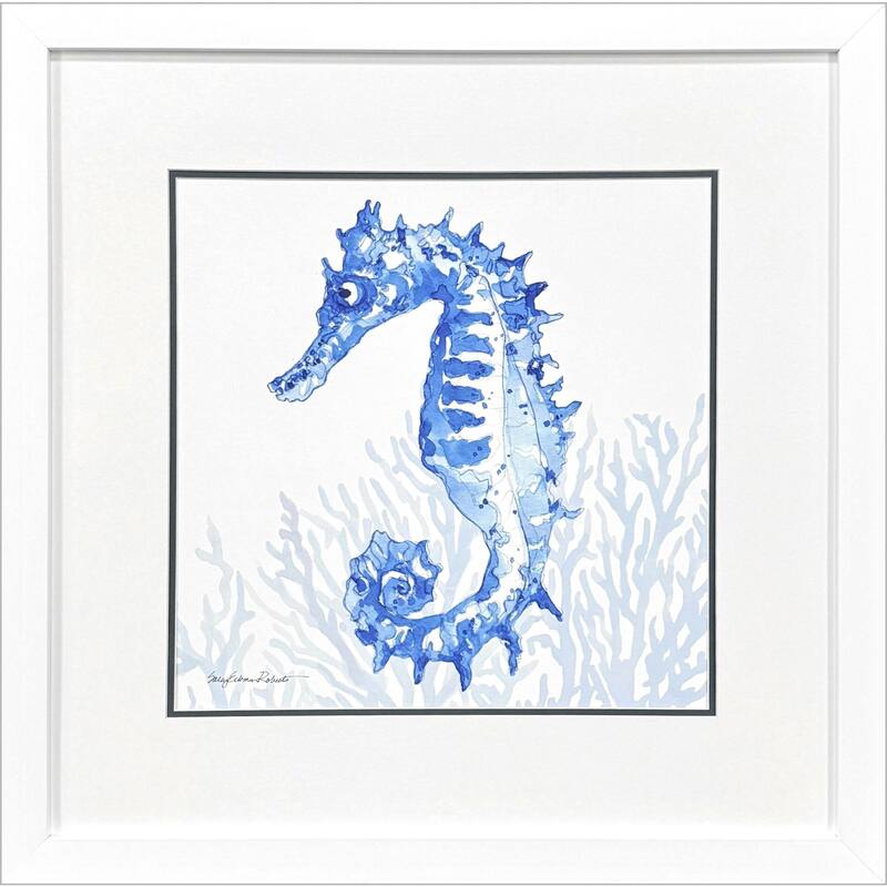 Paragon Indigo Ocean Seahorse Framed Art