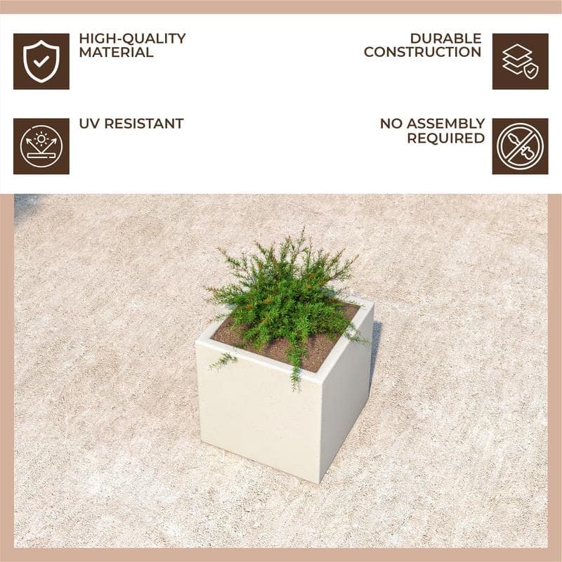 Fern Modern Square Fiberstone and MGO Clay Planter with Drainage for Indoor & Outdoor Home Office Patio Yard Decor