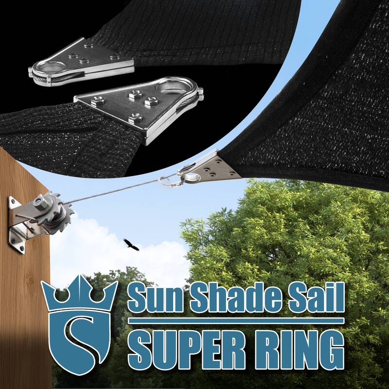 ColourTreeUSA Triangle Sun Shade Sail Reinforced Super Ring HDPE Mesh Fabric Screen Canopy UV Block 260 GSM