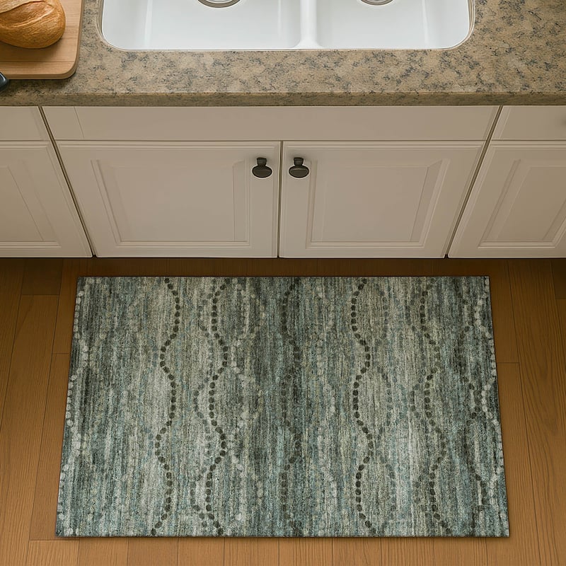 Premium Washable Super Soft Boho Stripes Mayfield Rug - Aloe - 1'8" x 2'6"