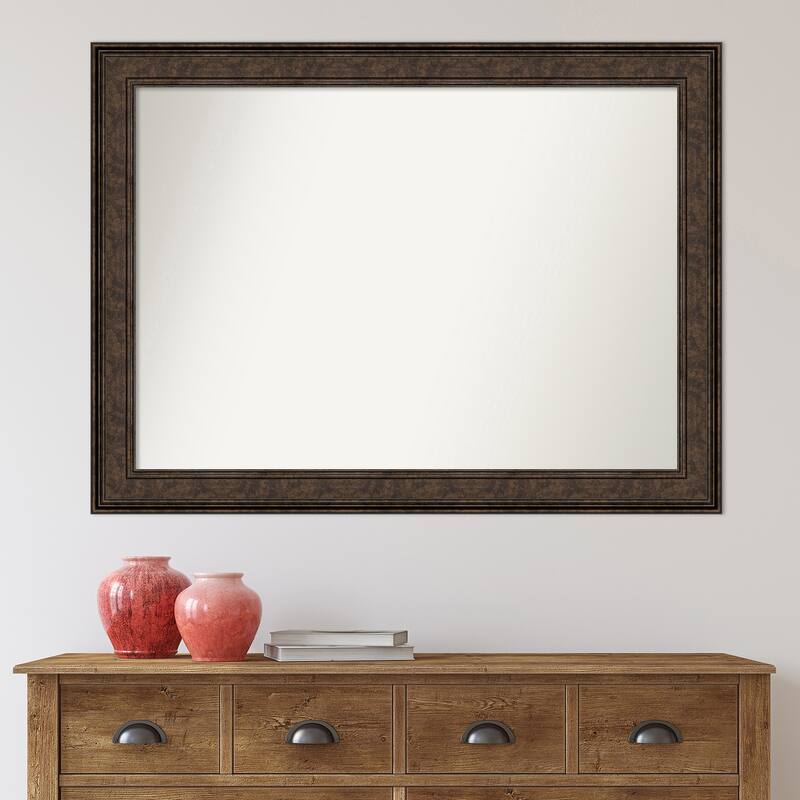 Non-Beveled Wall Mirror - Ridge Bronze Frame