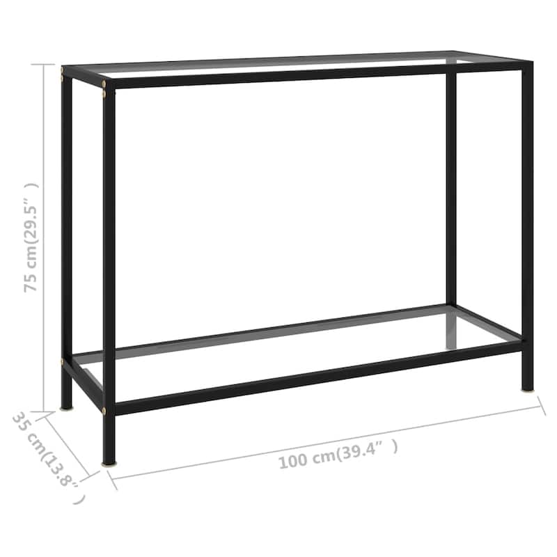 vidaXL Console Table Transparent 39.4"x13.8"x29.5" Tempered Glass - 39.4" x 13.8" x 29.5"
