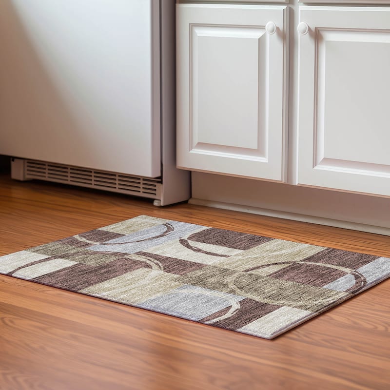 Premium Washable Super Soft Modern Casual Mayfield Rug - Brown - 1'8" x 2'6"