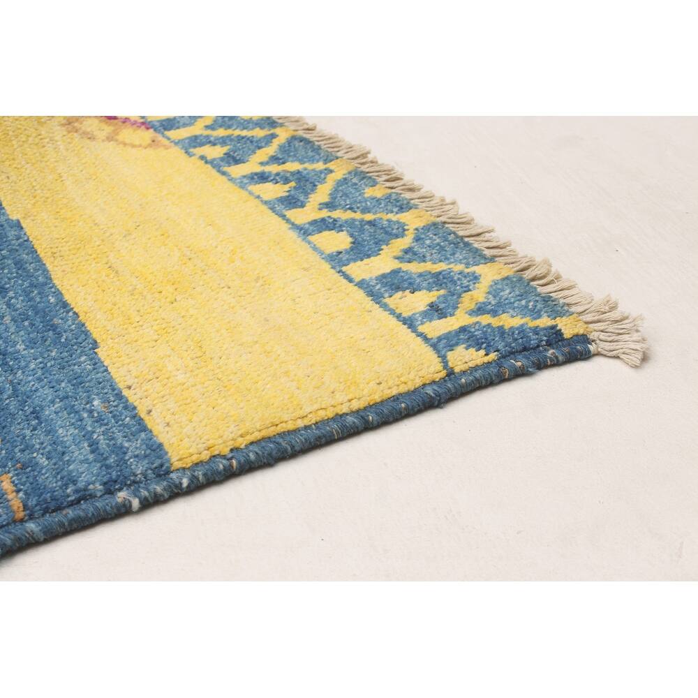 ECARPETGALLERY Handknotted Shalimar Blue, Yellow Wool Rug 10'3 x 13