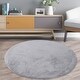preview thumbnail 6 of 10, GlowSol Faux Sheepskin Wool Area Rug, Bunny Hair Chair Cover Seat Pad Fuzzy Thick Area Rug Carpet Mat for Bedroom Floor Sofa 3' x 3' Round - Grey