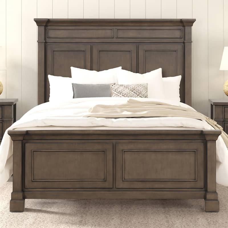 Furniture of America Quinlan Traditional Dark Walnut Wood Panel Bed