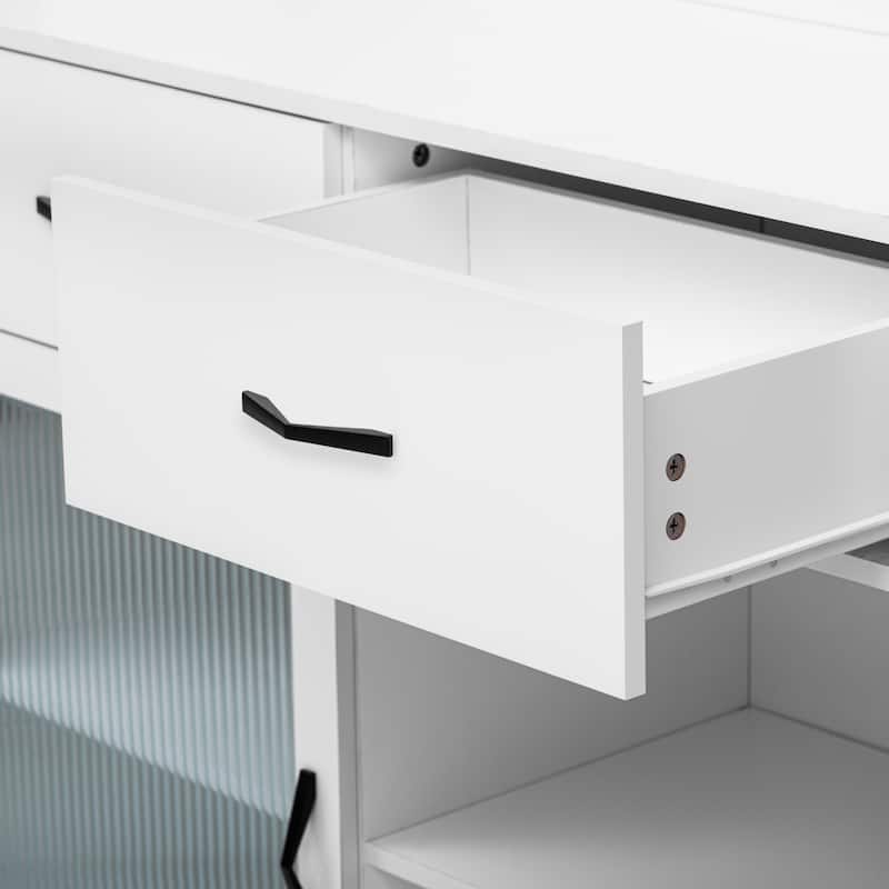 Roomfitters Versatile Storage Sideboard Cabinet, Dining Room & Kitchen Organizer, Cream White
