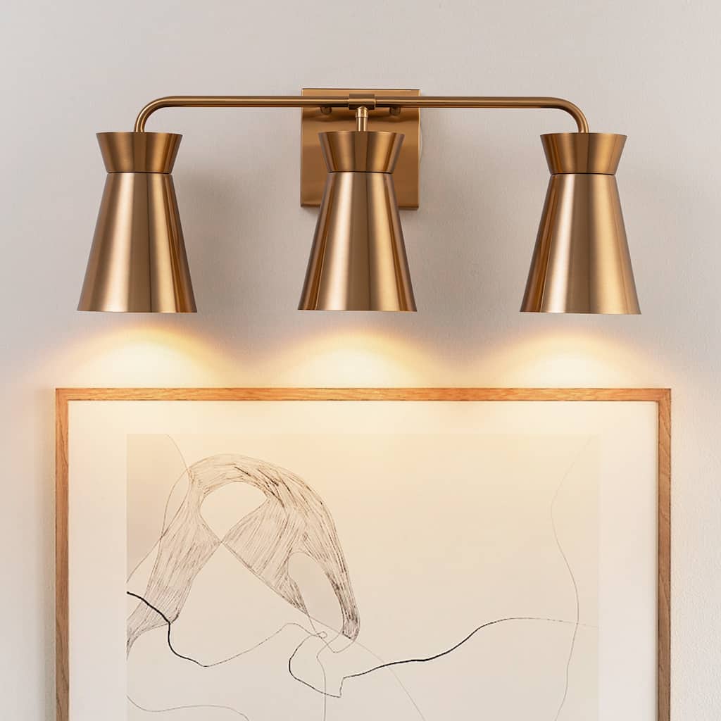 Industrial 3-Light Copper Wall Light with Metal Cone Shades - 21.7" W × 6.1" D × 9.06" H