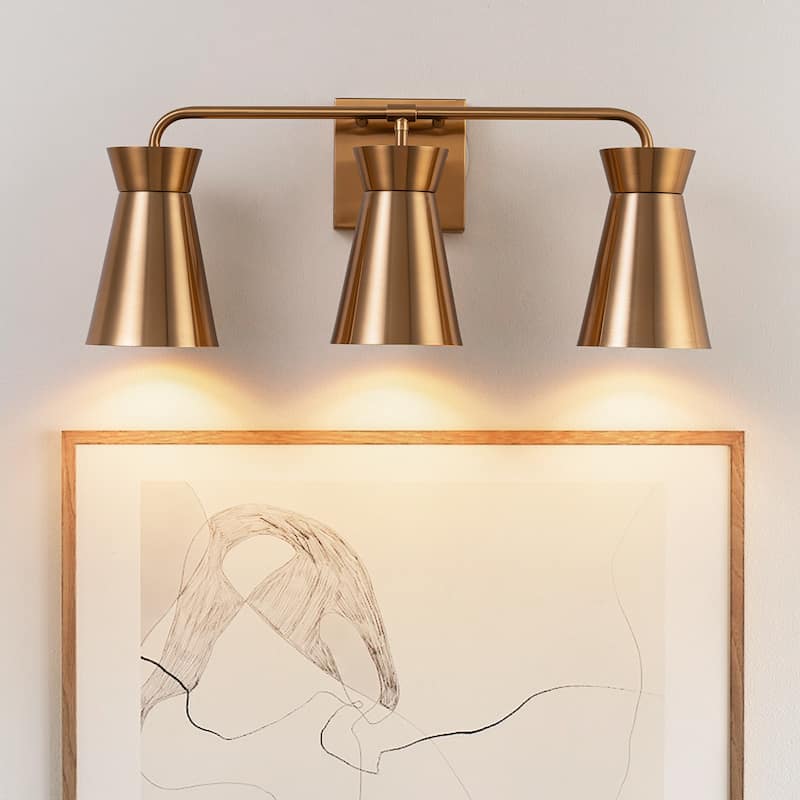Industrial 3-Light Copper Wall Light with Metal Cone Shades - 21.7" W × 6.1" D × 9.06" H