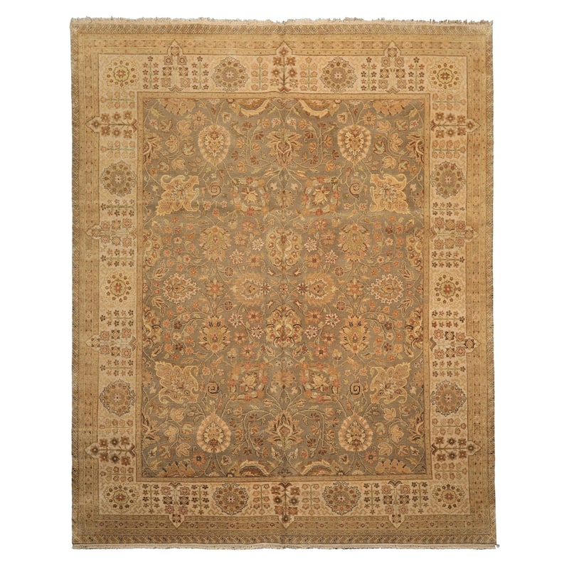 7'10''x9'9'' Tibetano Hand Knotted Wool Gray Agra Traditional Rug - 7' 10'' x 9' 9''