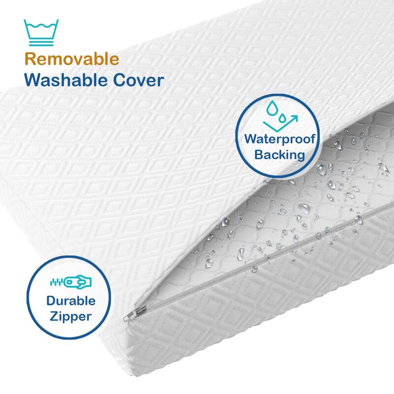 Clara Clark Small Memory Foam Wedge Pillow - Washable Cotton Cover Waterproof Pillow