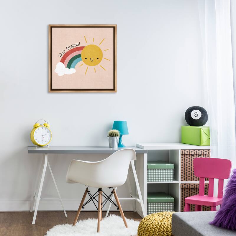 Stupell Keep Shining Inspirational Rainbow Framed Floater Canvas Wall Art Design By Sarah Hickman