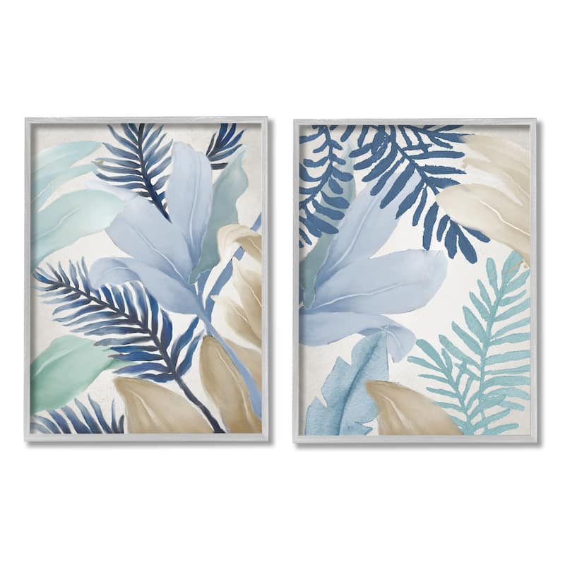 Stupell Tropical Flower Petal Leaf Sprigs Botanical Pastels 2 Piece Framed Wall Art, Design by Elizabeth Medley