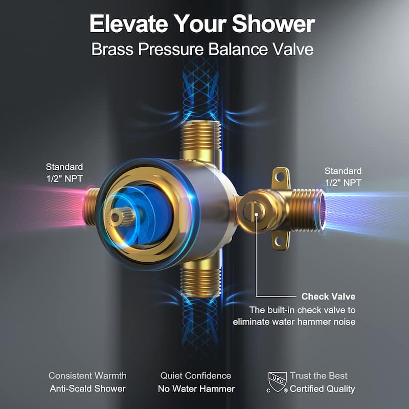 GRANDJOY Wall Mount Shower Head with Tub Spout 8 inch High Pressure Shower Faucet Set