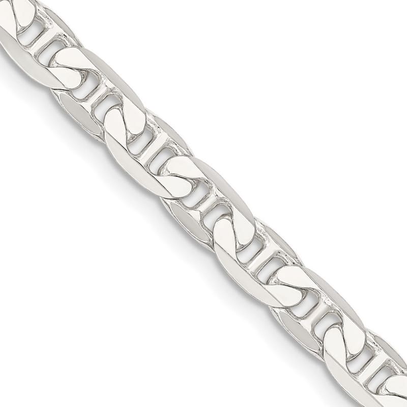 Curata 925 Sterling Silver 7mm Mariner Anchor Chain Necklace for Men