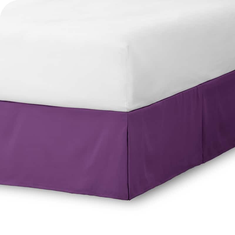 Bare Home Pleated Bed Skirt - 15-Inch Tailored Drop Easy Fit - Queen - Plum