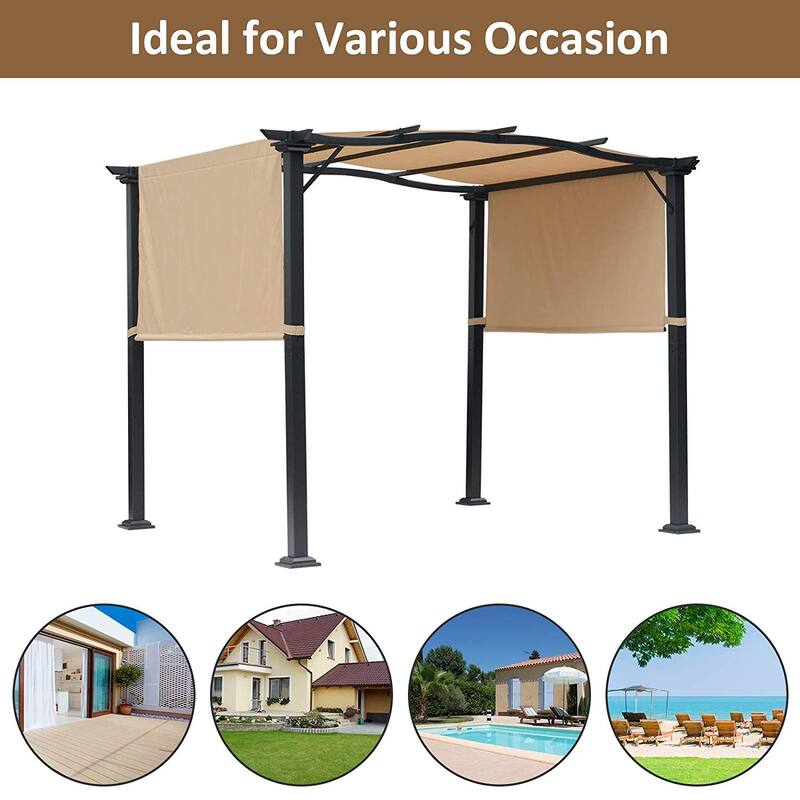 Outsunny 16.5' Steel Frame Polyester Fabric Gazebo with Retractable Canopy Shade Awning