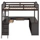 preview thumbnail 13 of 13, Full Size Wooden Loft Bed with U-shaped Desk and Tri-fold Mirror