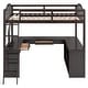 preview thumbnail 44 of 52, Wooden Full Loft Bed with U-shaped Desk,Storage Compartments and Tri-fold Mirror