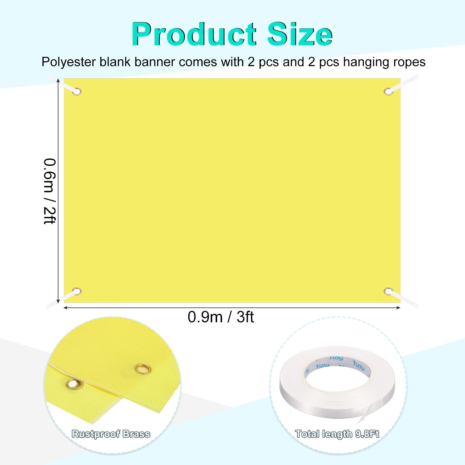 Large Black Blank Banner and Signs 2 x 4 Feet, 2 Set Sublimation Banners