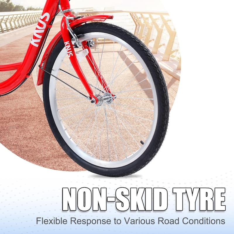 Steel 24 Inch 7 Speed 3-Wheel Bikes with Large Shopping Basket