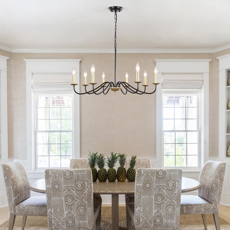 8-Light 30.7 in. Farmhouse Chandeliers for Bedroom Living Room Study