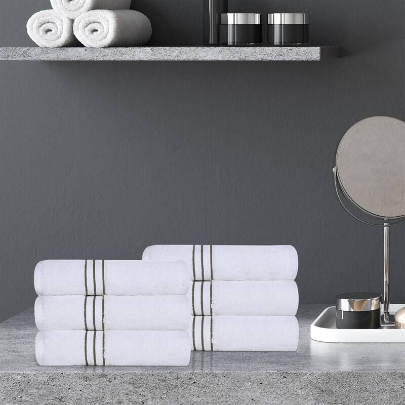 Turkish Cotton Heavyweight Hand Towel Set of 6 by Superior - Charcoal