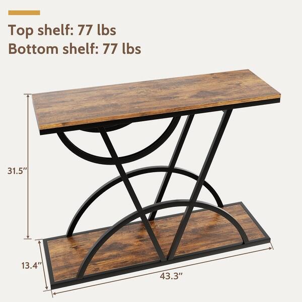 43 Inch Console Table For Entryway Industrial With Storage Shelf - Bed ...