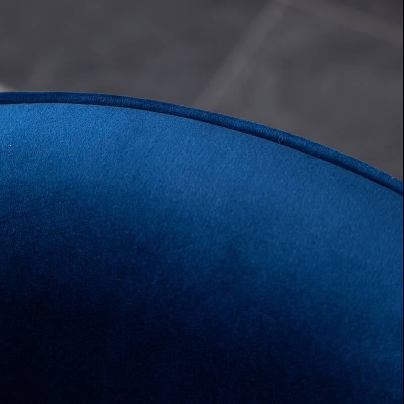 Blue Modern 22" Upholstered Velvet Accent Chair with Round Swivel Metal Base for Living Room