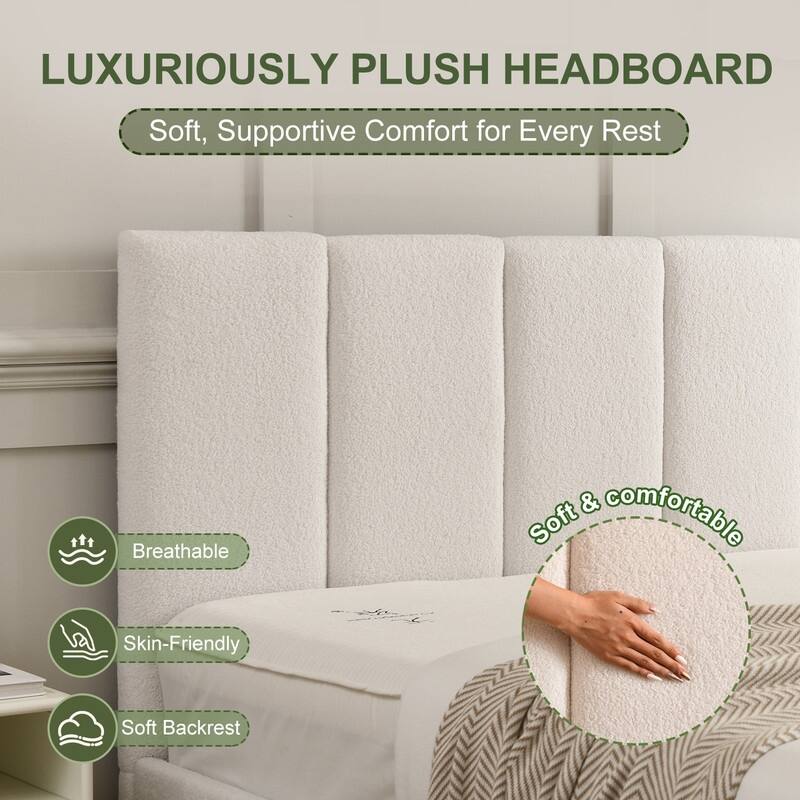 Modern Upholstered Lift-Up Storage Platform Bed with Headboard