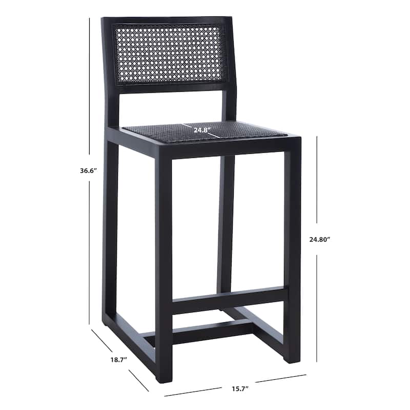 SAFAVIEH Dossie Rattan Counter Stool - 16" W x 19" D x 37" H - 16Wx19Dx37H