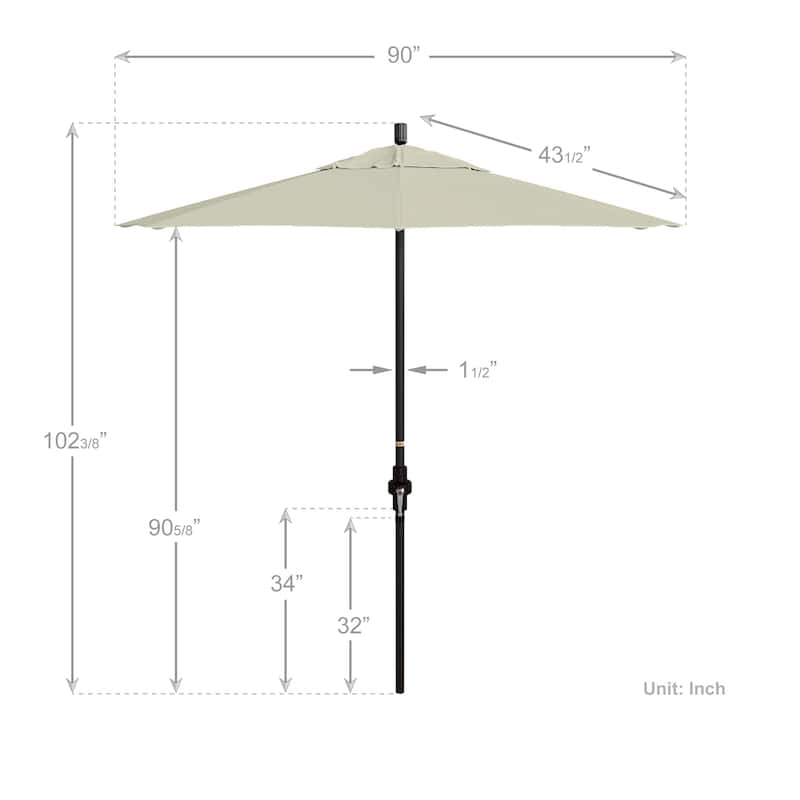 California Umbrella 75' Sun Master Patio Umbrella Bronze Aluminum Pole Fiberglass Ribs Crank Lift Tilt Pacifica