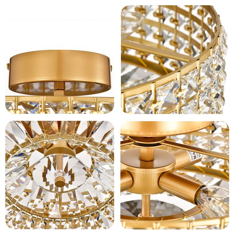 Jolie 4-light Crystal and Prism Round Flush Mount