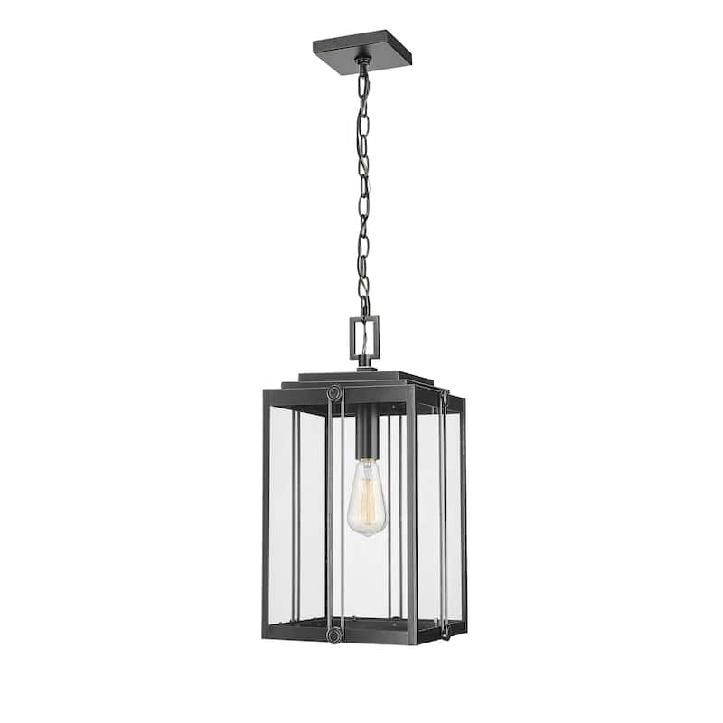 Millennium Lighting Barkeley 4 Light Outdoor Hanging Lantern in Powder Coated Black with Clear Glass Shades