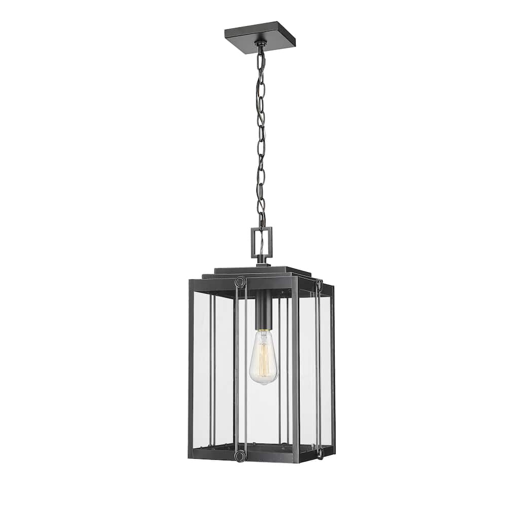 Millennium Lighting Barkeley 4 Light Outdoor Hanging Lantern in Powder Coated Black with Clear Glass Shades