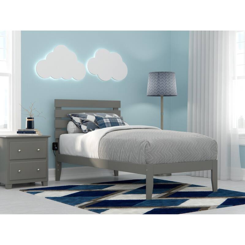 Oxford Platform Bed with USB Charger - Grey - Twin