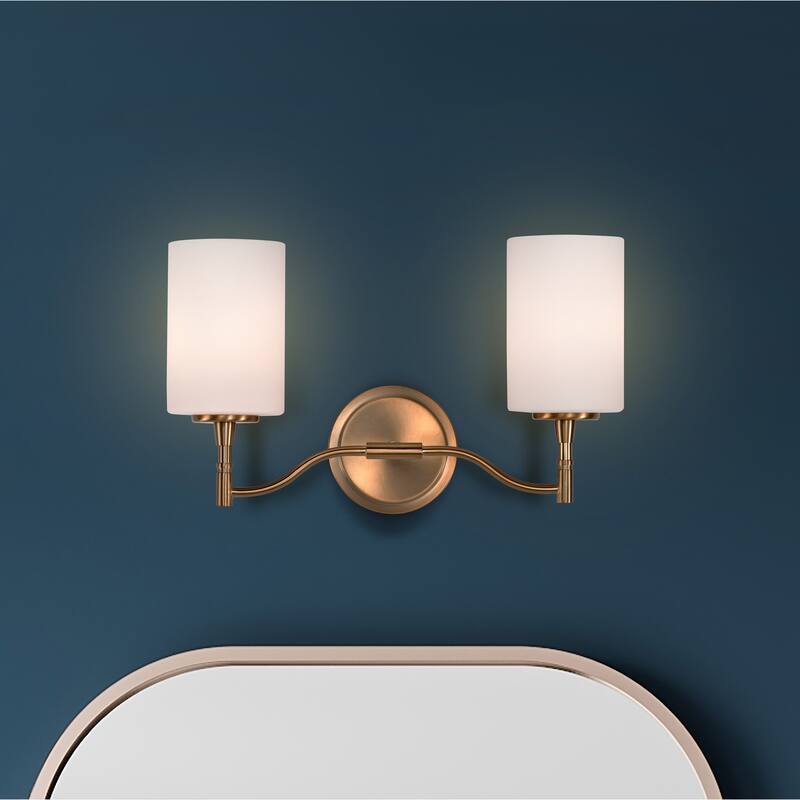 Liam 2 Light Vanity Burnished Brass White Opal Glass - Burnished Brass