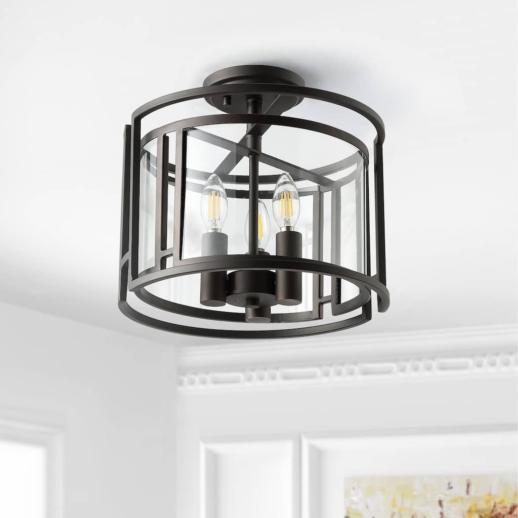 SAFAVIEH Lighting Altair 3-Light Led Flush Mount - 13" W x 13" L x 11.75" H - Bronze - 13Wx13Dx12H