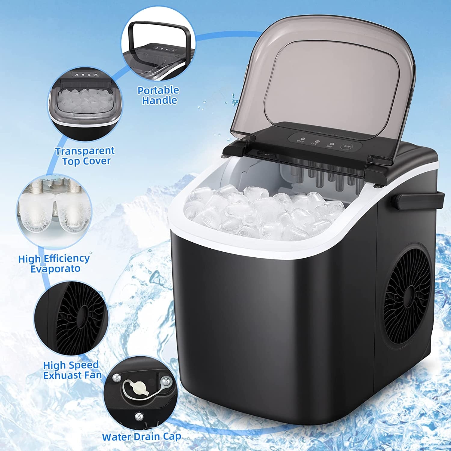 EUHOMY Countertop Ice Maker Machine with Handle (Silver) - Bed Bath &  Beyond - 37418728