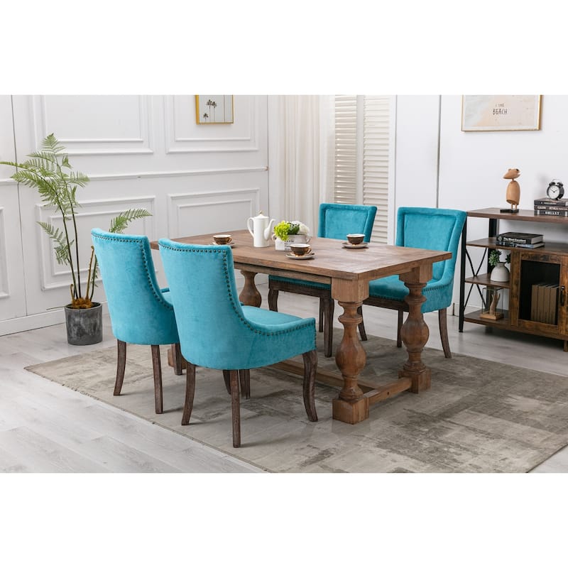 Upholstered Wooden Frame Armless Dining Chairs Set of 2