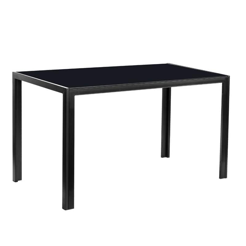 6-Seat Modern Glass Dining Table Black - Black