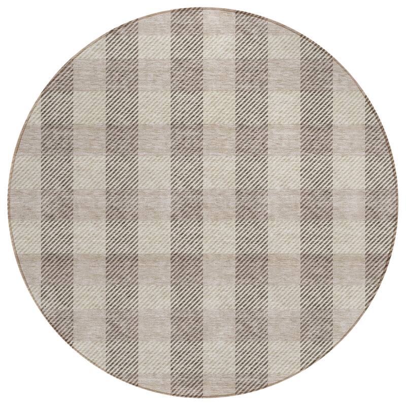 Machine Washable Indoor/ Outdoor Chantille Plaid Stripe Rug